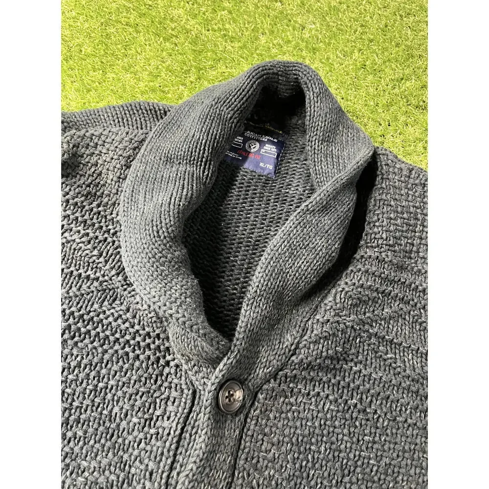 American Eagle Outfitters Men's XL Shawl Collar Knit Cardigan Sweater‎ Fisherman